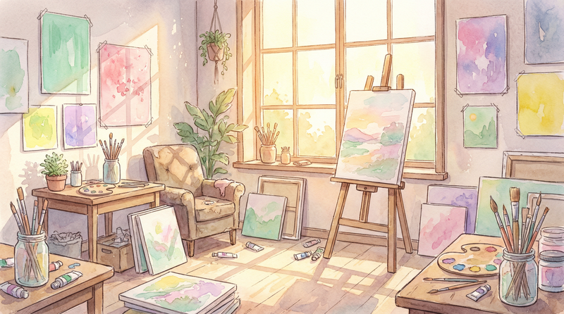 墨水之心APP 同人漫画 界面展示 画室场景